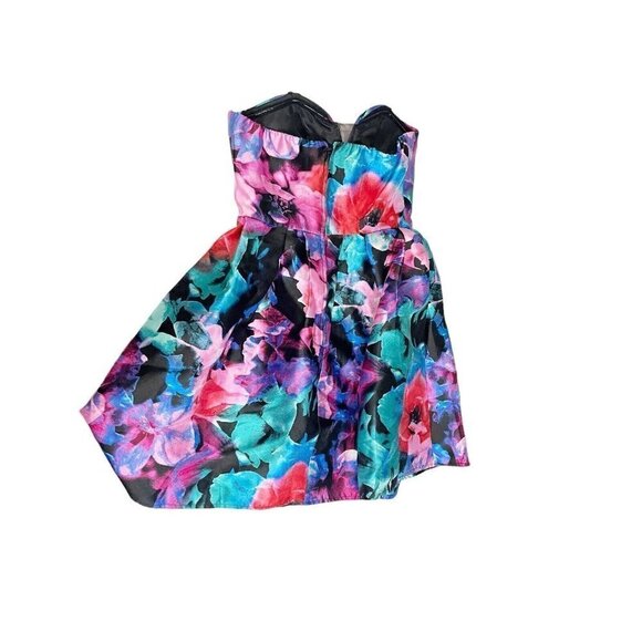 B. Darlin A-Line Formal Dress Black Pink Multicolor Floral Short Junior Size 5/6 - Picture 6 of 7